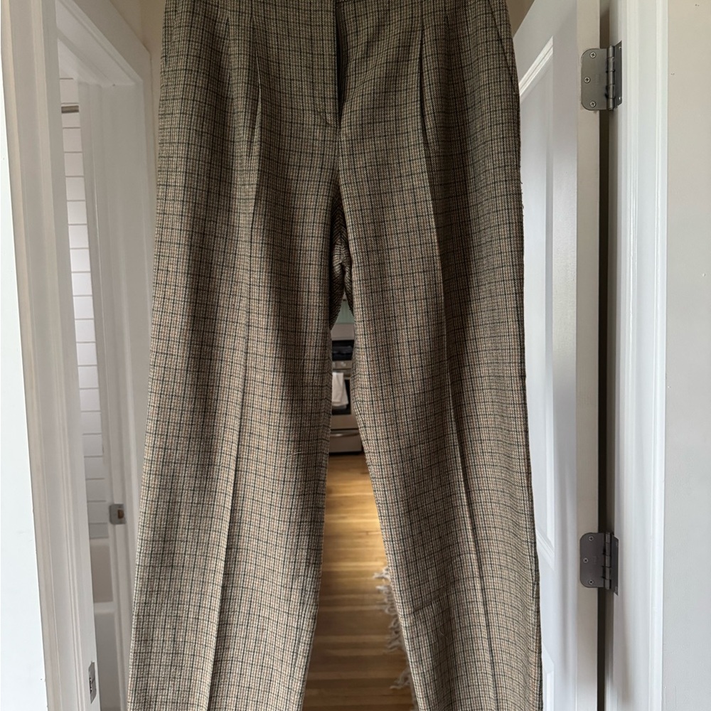Rouje High-Rise Brown Plaid Trousers